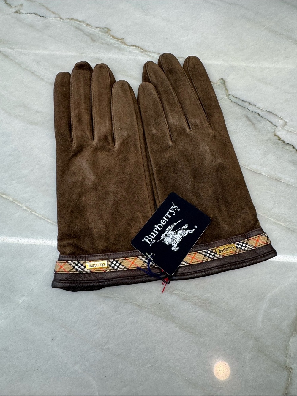 NWT Vintage Burberrys Brown Leather Gloves - Picture 2 of 5